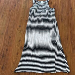 STS Sail to Sable Blue and white striped cotton maxi spandex dress tank size M